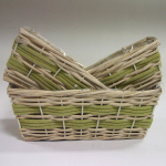 Generico-Shop-Contenitori Decorativi-Cesteria-S/3 Cesto rettangolo verde h 13, 11, 10 x 34, 29, 25 x 19, 14, 11 cm-100